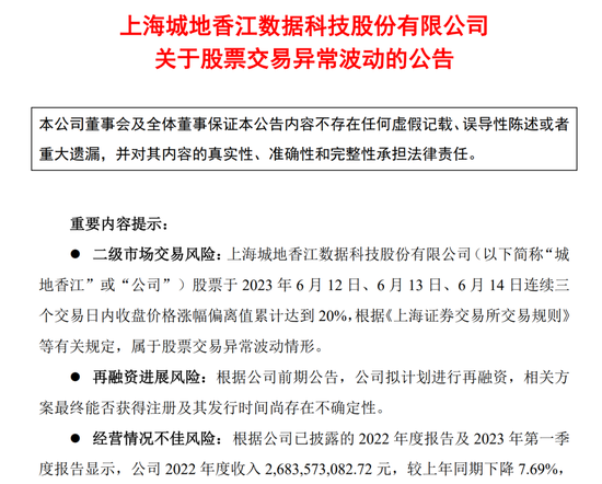 连续两个涨停！传闻为特斯拉FSD提供算力中心，城地香江澄清：不属实！